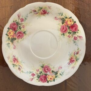 Floral Saucer with Pink and Yellow Roses